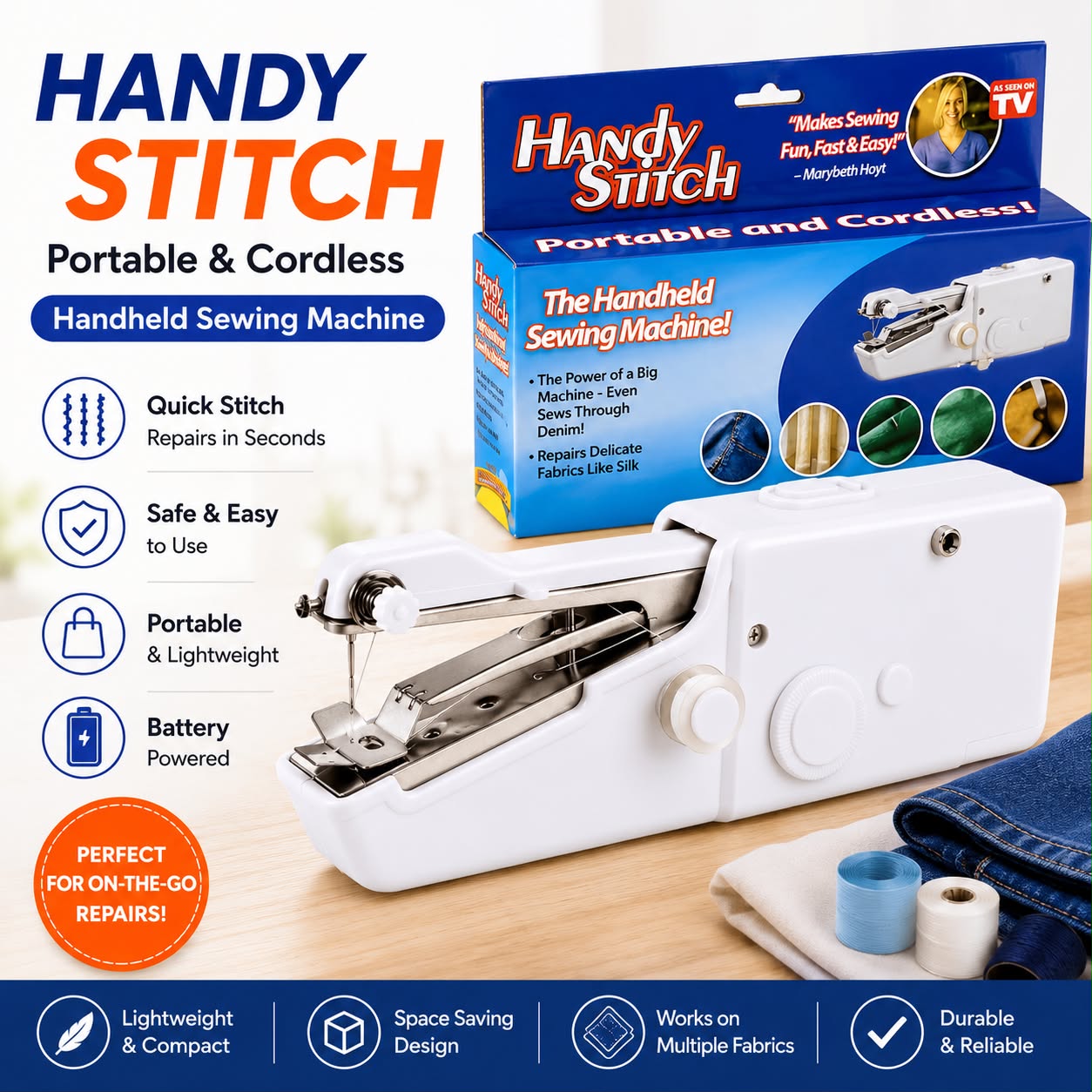 Portable Mini Stitch Machine – Handheld Sewing Machine for Quick Repairs & DIY Projects